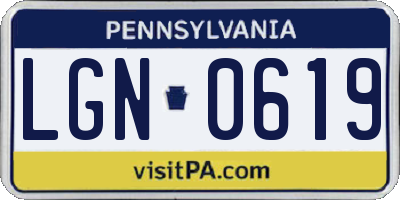 PA license plate LGN0619
