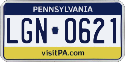 PA license plate LGN0621