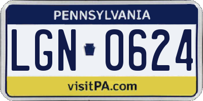 PA license plate LGN0624