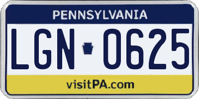 PA license plate LGN0625