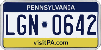 PA license plate LGN0642