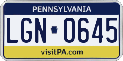 PA license plate LGN0645