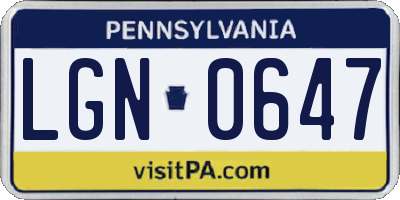 PA license plate LGN0647