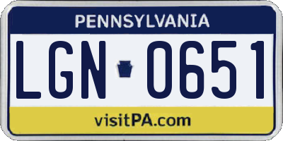 PA license plate LGN0651