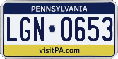 PA license plate LGN0653