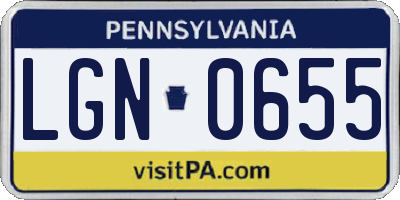 PA license plate LGN0655