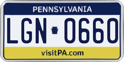 PA license plate LGN0660