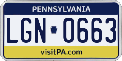 PA license plate LGN0663