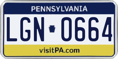 PA license plate LGN0664