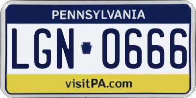 PA license plate LGN0666