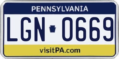 PA license plate LGN0669