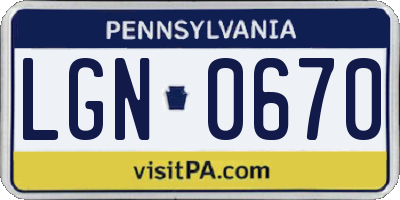 PA license plate LGN0670