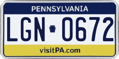 PA license plate LGN0672