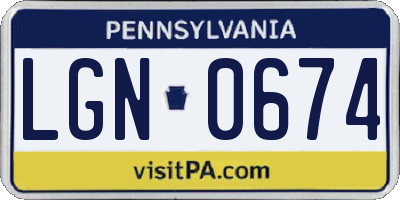 PA license plate LGN0674