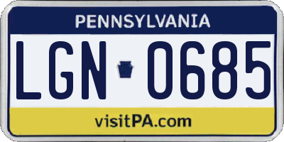 PA license plate LGN0685