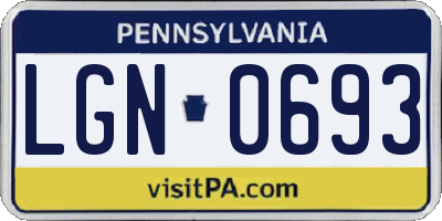 PA license plate LGN0693