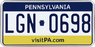 PA license plate LGN0698