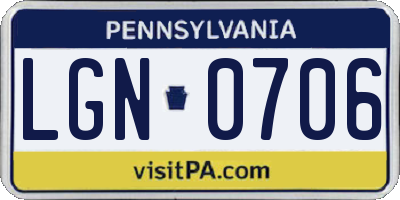PA license plate LGN0706