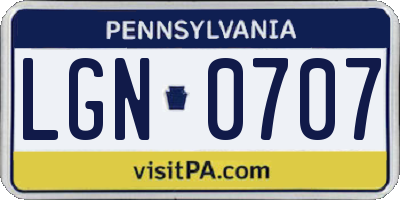 PA license plate LGN0707