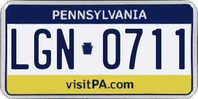 PA license plate LGN0711