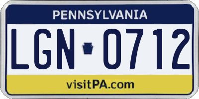 PA license plate LGN0712