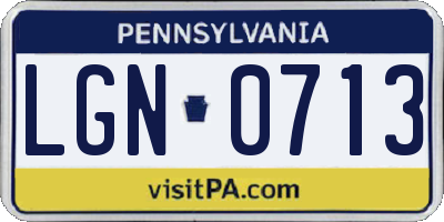 PA license plate LGN0713