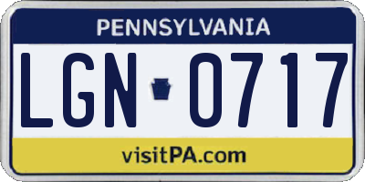 PA license plate LGN0717
