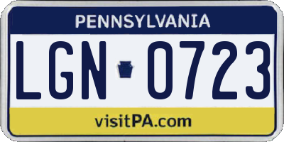 PA license plate LGN0723