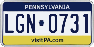 PA license plate LGN0731