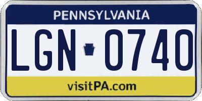 PA license plate LGN0740