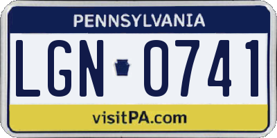 PA license plate LGN0741