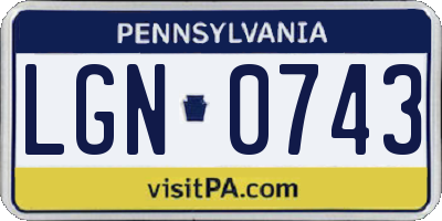 PA license plate LGN0743