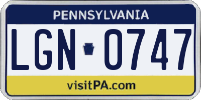 PA license plate LGN0747