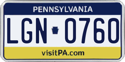 PA license plate LGN0760