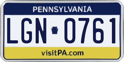 PA license plate LGN0761