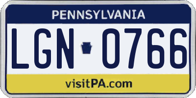 PA license plate LGN0766