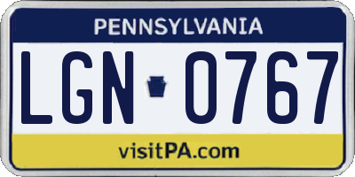 PA license plate LGN0767