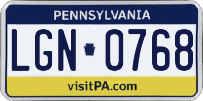 PA license plate LGN0768