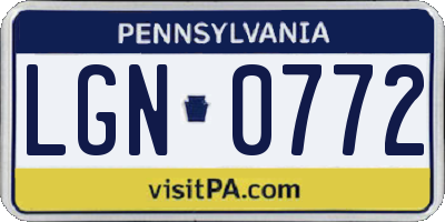 PA license plate LGN0772