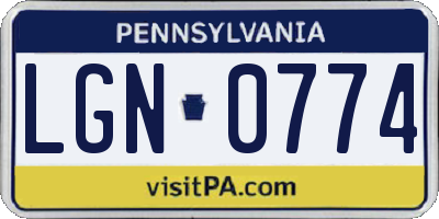 PA license plate LGN0774