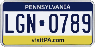 PA license plate LGN0789