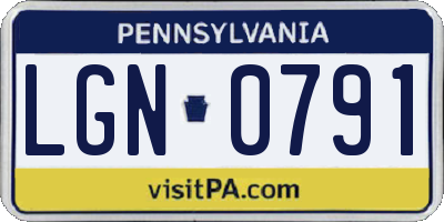 PA license plate LGN0791