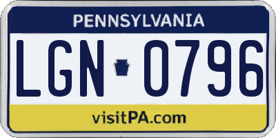 PA license plate LGN0796