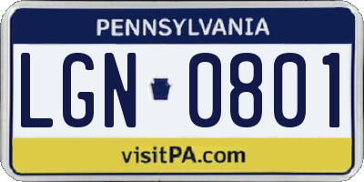 PA license plate LGN0801