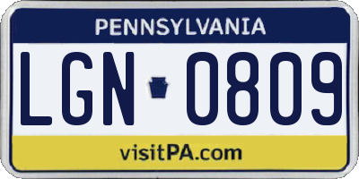 PA license plate LGN0809