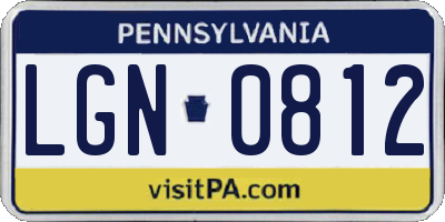 PA license plate LGN0812