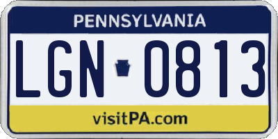 PA license plate LGN0813