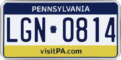 PA license plate LGN0814