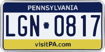 PA license plate LGN0817