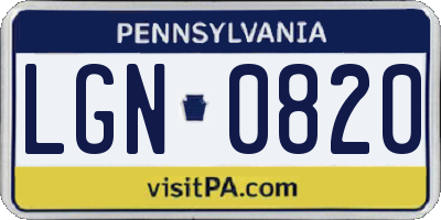 PA license plate LGN0820